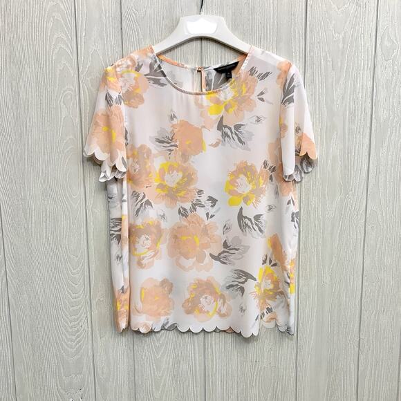 Banana Republic Pink Floral Short Sleeve Top Medium - Picture 1 of 7